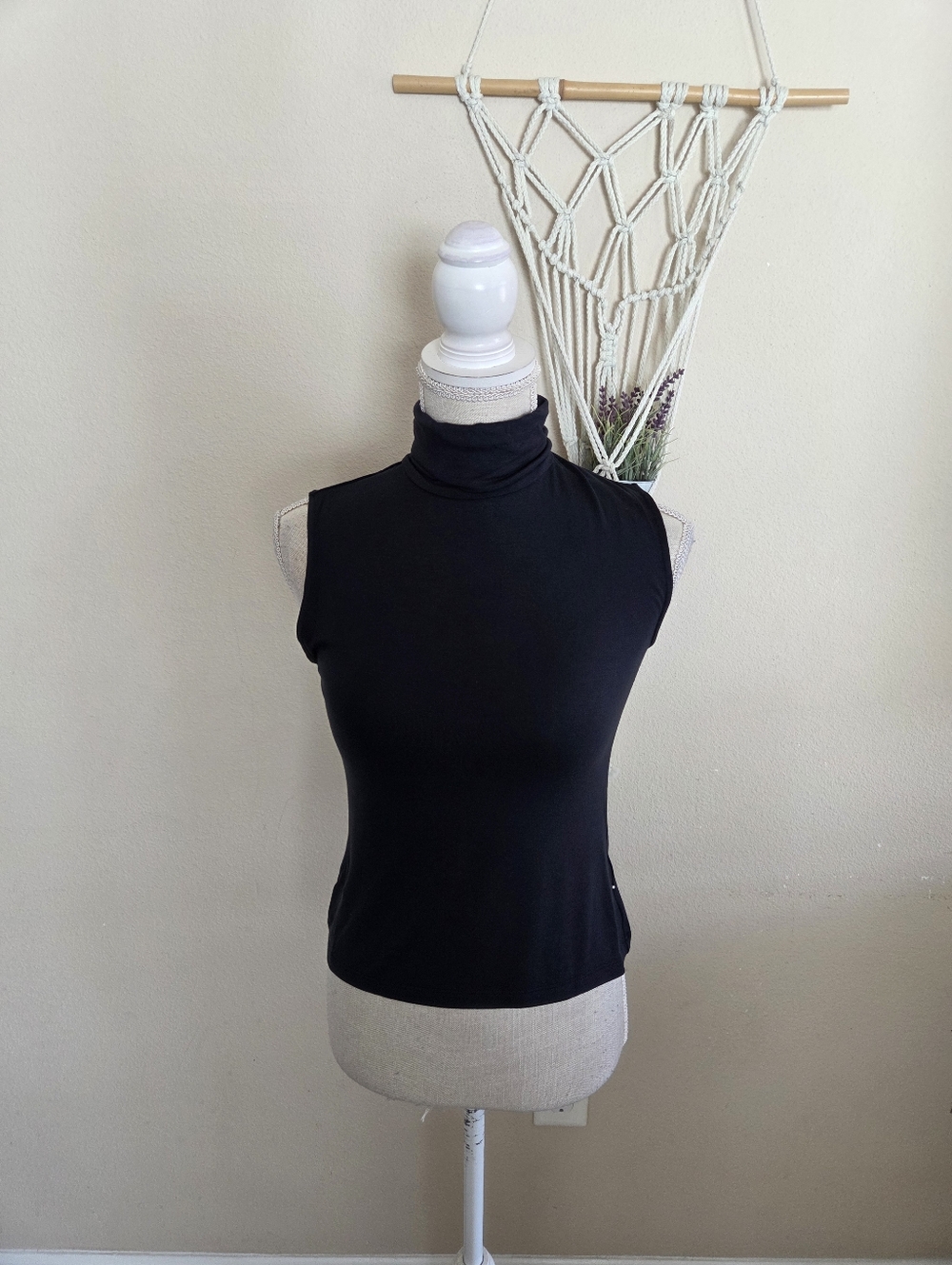 Pearl By Lela Rose Navy Jersey Sleeveless Turtleneck Size XS NWT $125 Minimalist